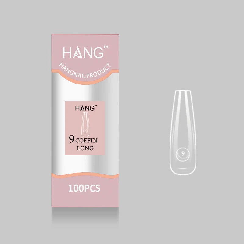 HANG Premium Flex-Gel X Tip Refill: Coffin Long Size 0 - 11 (100pcs/bag)