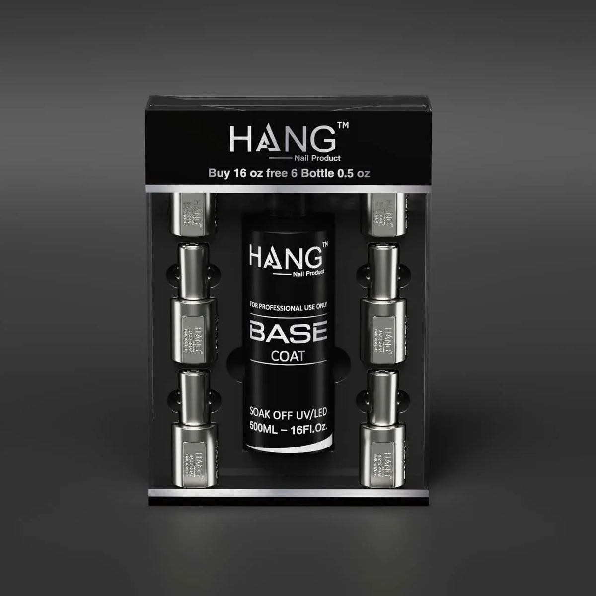 HANG Gel BASE Coat Refill 16oz + Free 06 Bottles 0.5oz + Extra 3 Duo Base & Top 0.5oz (16oz + 12 bottle 0.5oz)