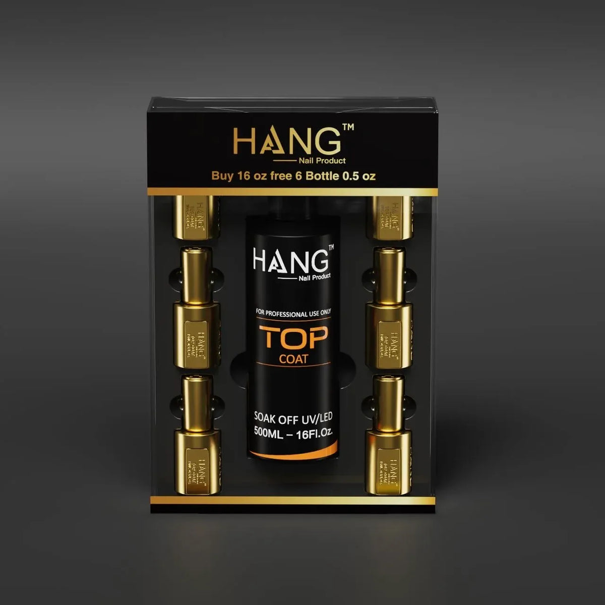 HANG Gel TOP Coat Refill 16oz + Free 06 Bottles 0.5oz + Extra 3 Duo Base & Top 0.5oz (16oz + 12 bottle 0.5oz)