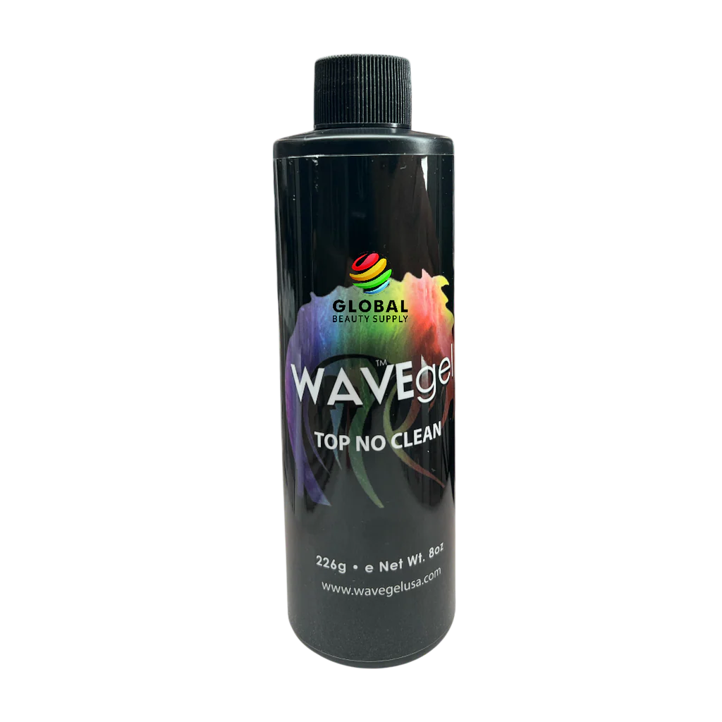 WAVE Gel Top Coat No Cleanse (No Wipe) Refill 8oz + Free 12 Bottles 0.5oz