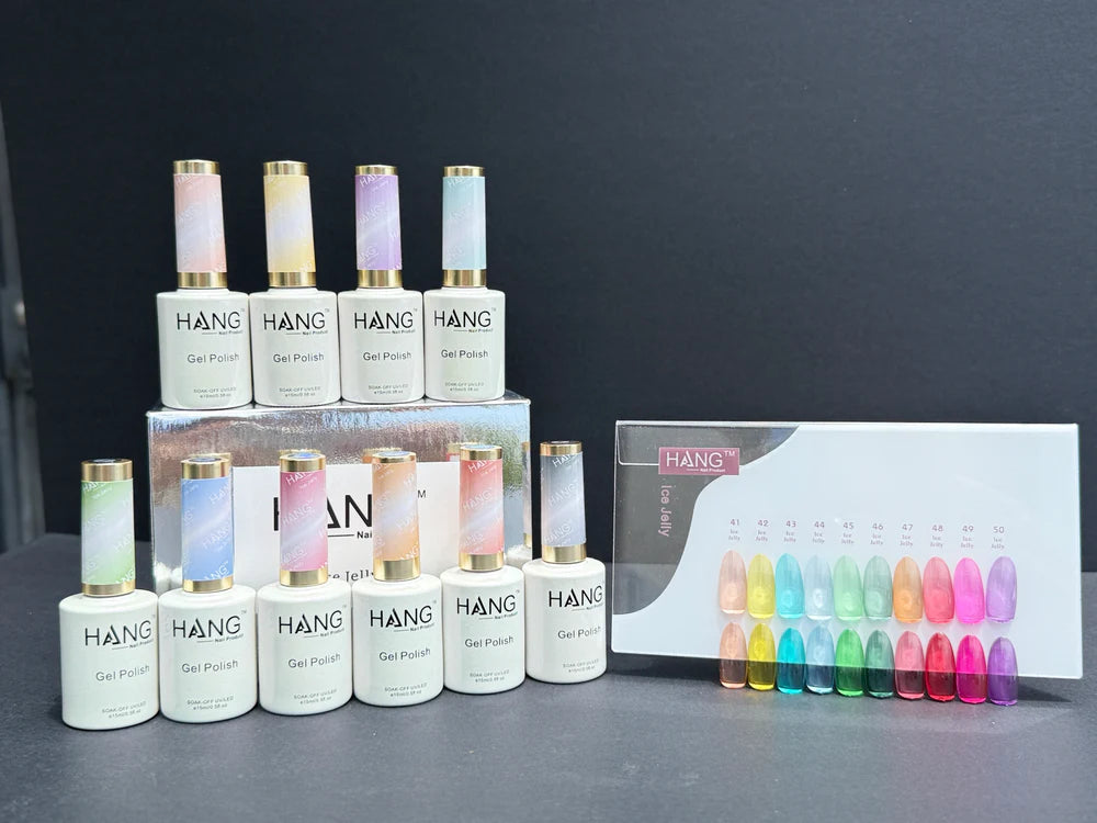 HANG Ice Jelly Gel - Rainbow Sheer Collection - 10 colors (#41 to #50) + Free Display (5.95/ea)