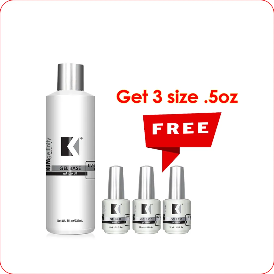 KUPA GelFinity Base Coat Refill 8oz + Free 03 Bottles 0.5oz