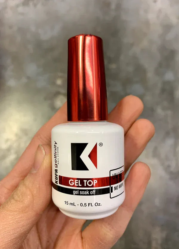 KUPA GelFinity Top Coat No Wipe (No Cleanse) Refill 8oz + Free 03 Bottles 0.5oz