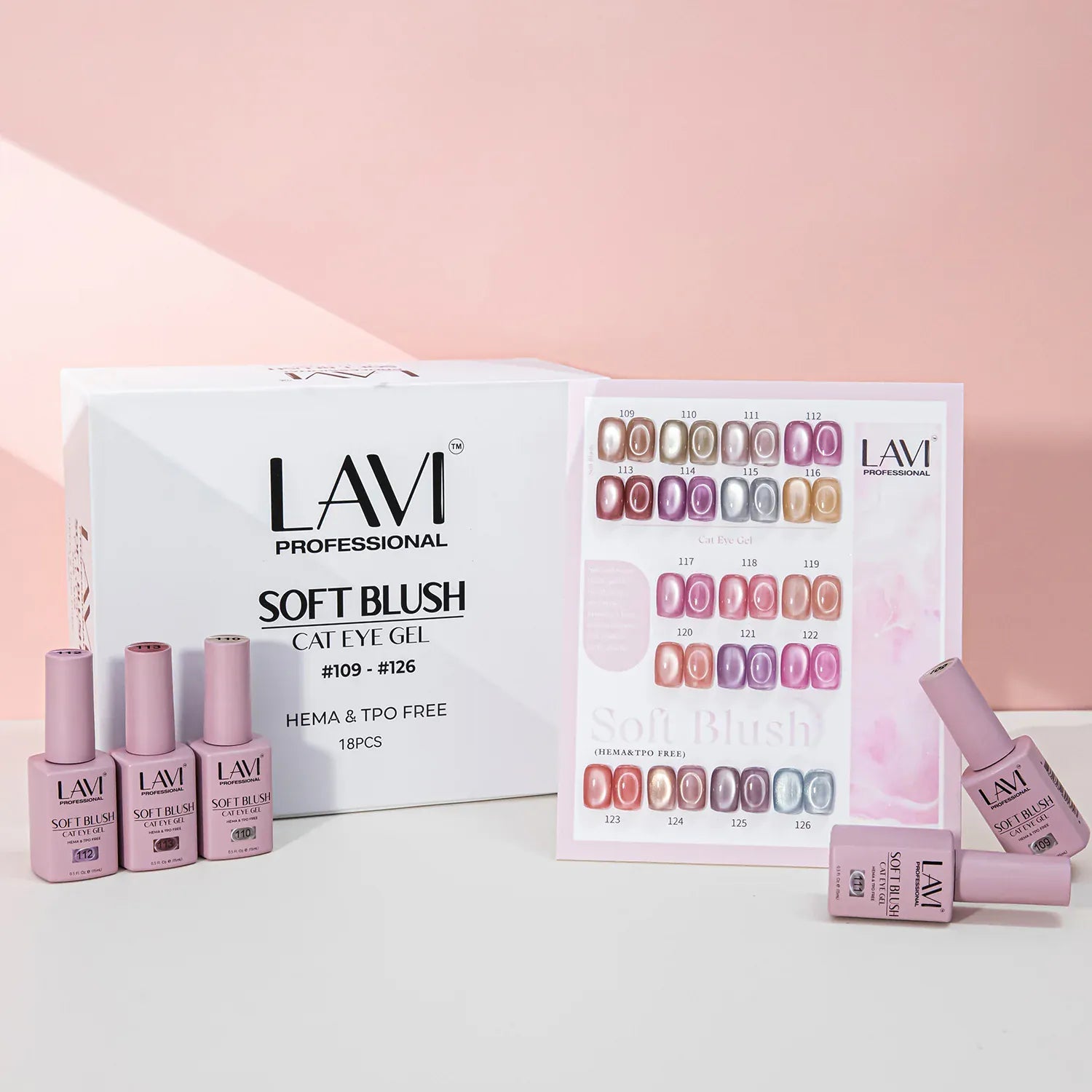 Lavi Cat Eye Gel, Soft Blush Collection - 18 Colors + Free Sample & Magnet Tool
