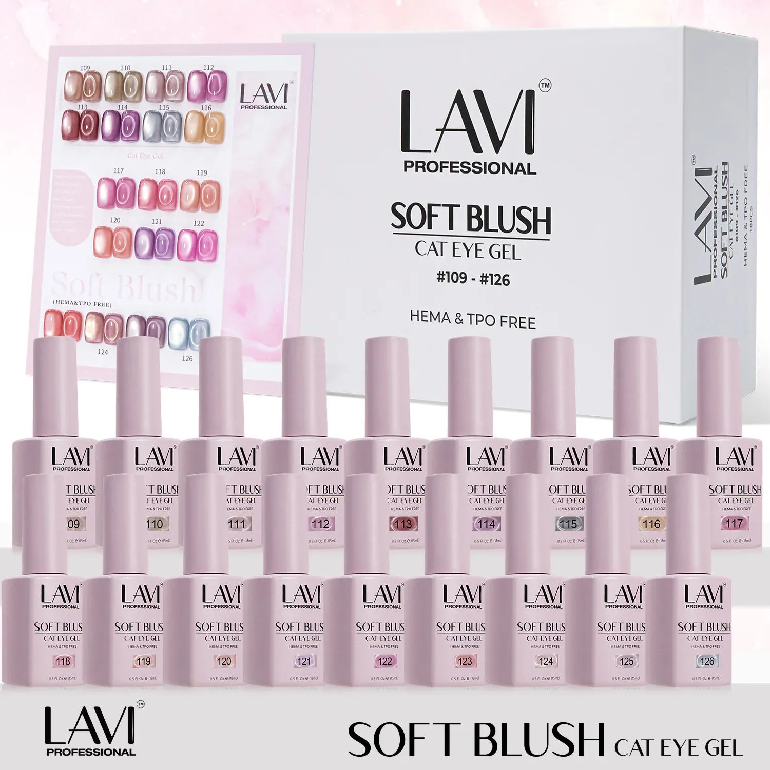 Lavi Cat Eye Gel, Soft Blush Collection - 18 Colors + Free Sample & Magnet Tool