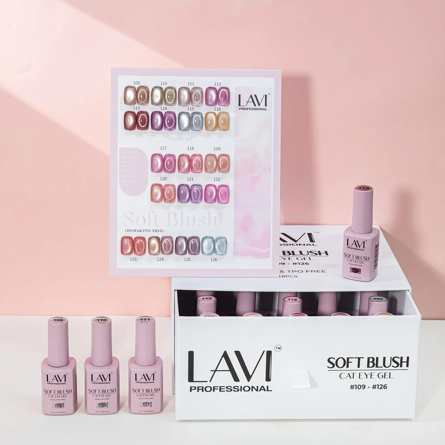 Lavi Cat Eye Gel, Soft Blush Collection - 18 Colors + Free Sample & Magnet Tool