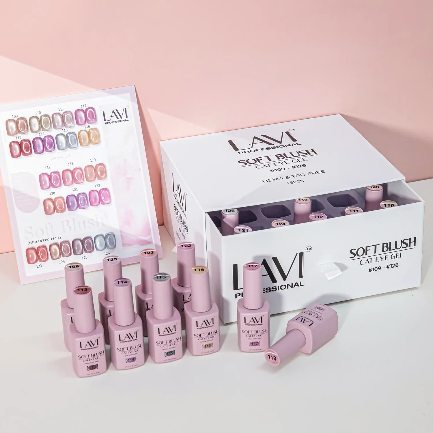 Lavi Cat Eye Gel, Soft Blush Collection - 18 Colors + Free Sample & Magnet Tool