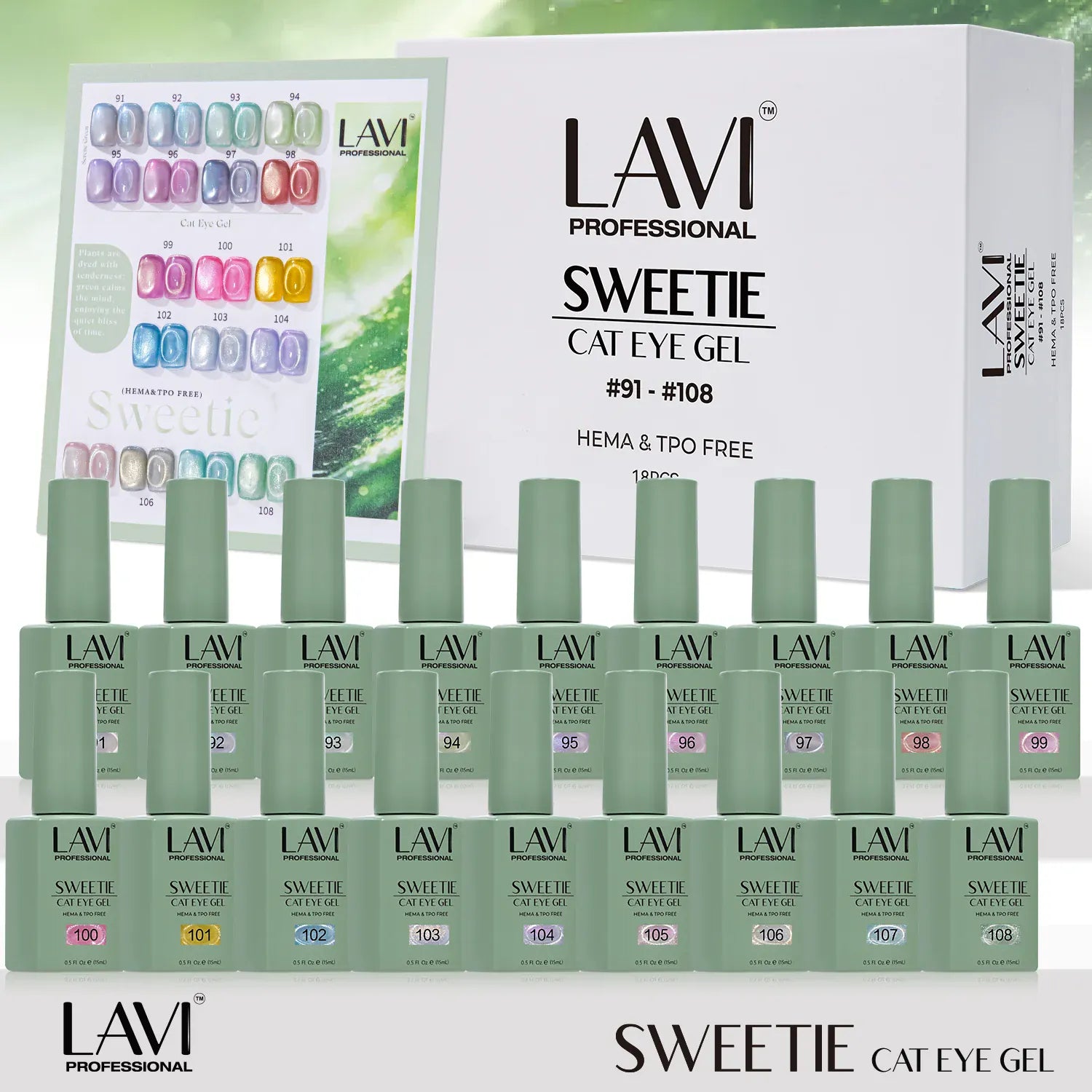 Lavi Cat Eye Gel, Sweetie Collection - 18 Colors + Free Sample & Magnet Tool