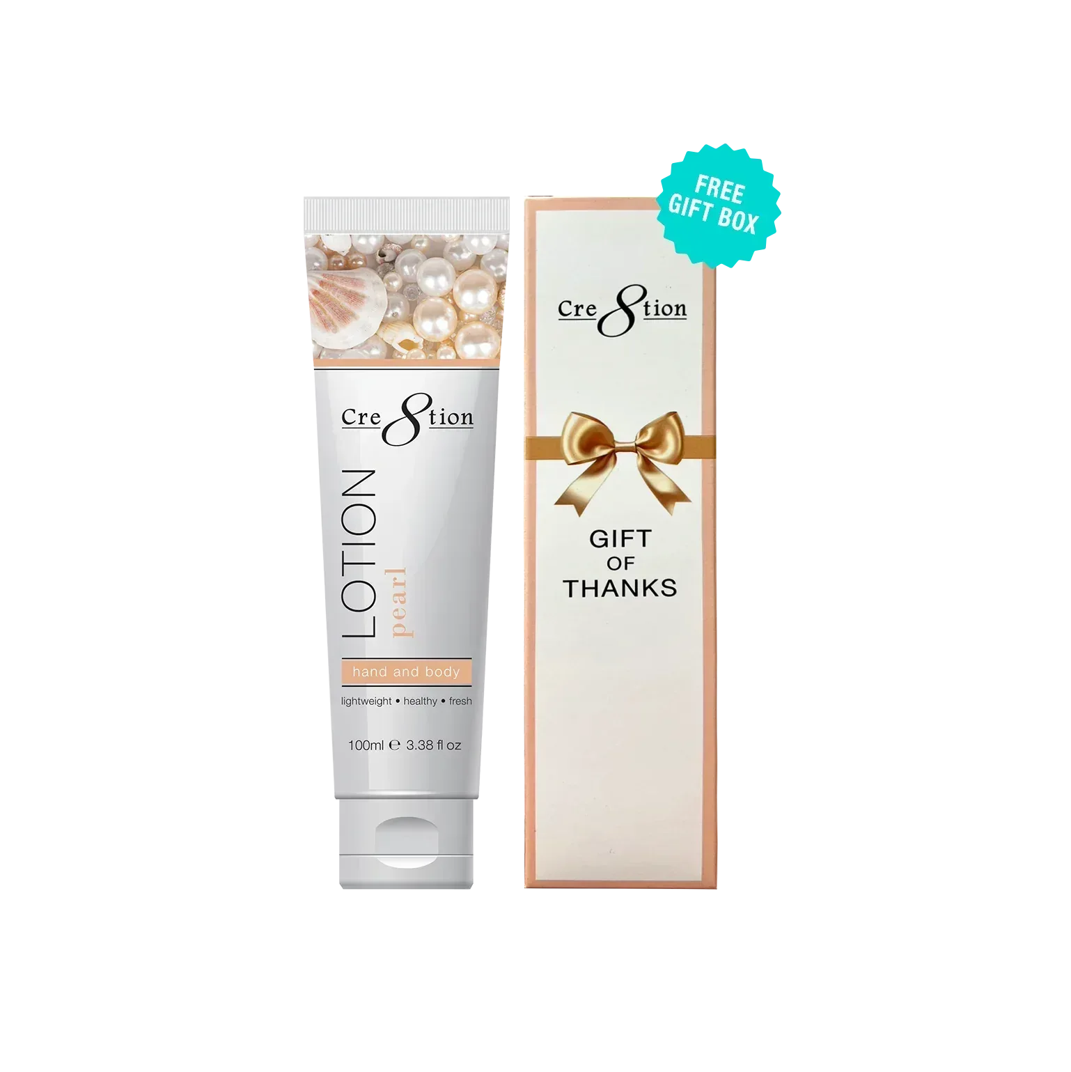 Cre8tion Hand & Body Lotion 100 ml/fl. 3.3oz - PEARL, Case 60pcs (Free Gift Box) - TTT Nails Supply