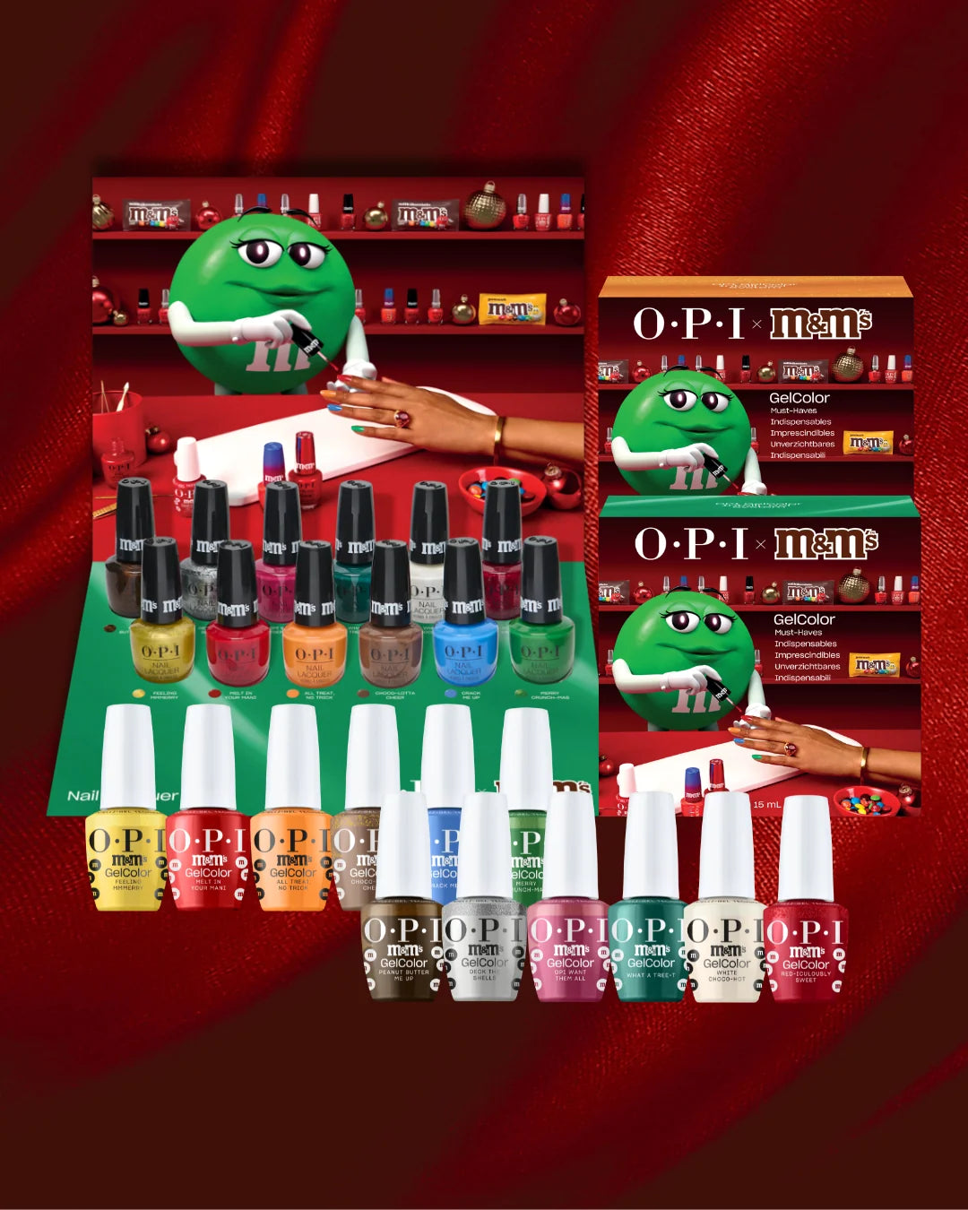 OPI x M&M's Holiday - Winter 2026 Collection, 12 Colors Duo Gel & Lacquer Matching