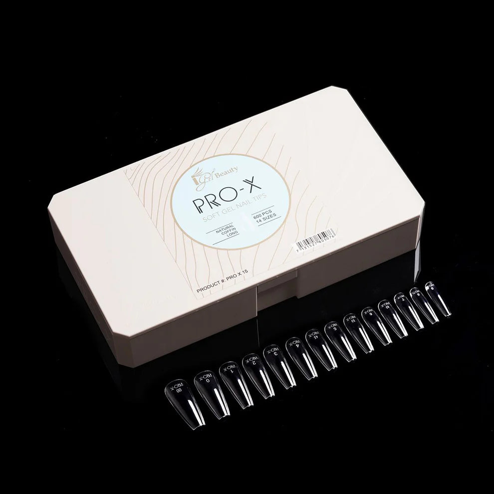 Igel PRO-X Soft Gel Nail Tips 15 - Natural Coffin Long