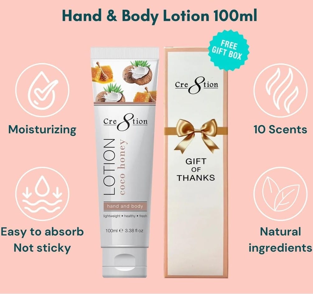 Cre8tion Hand & Body Lotion 100 ml/fl. 3.3oz - PEARL, Case 60pcs (Free Gift Box)