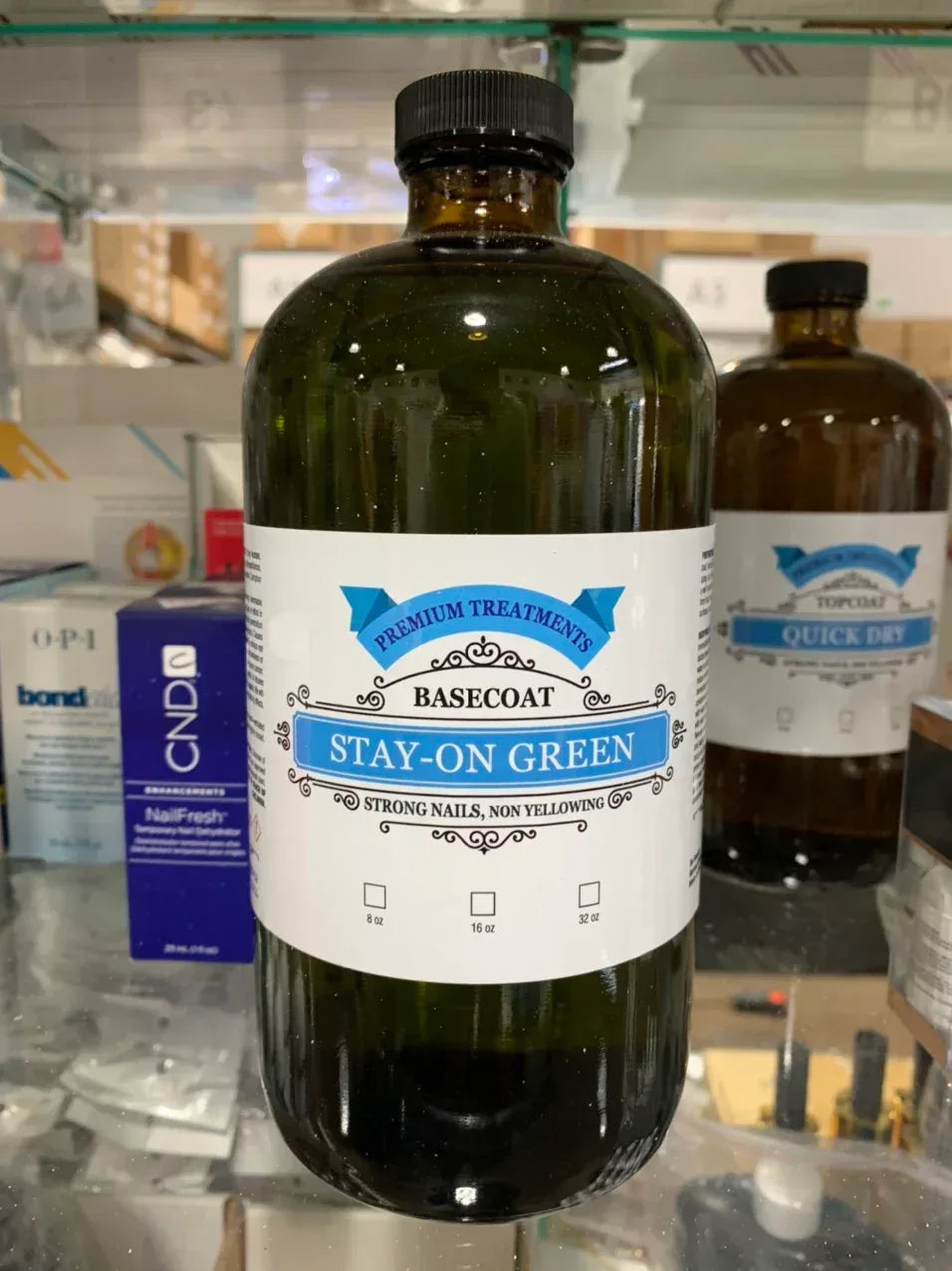 Stay-On-Green Sticky Base Coat 32oz - TTT Nails Supply