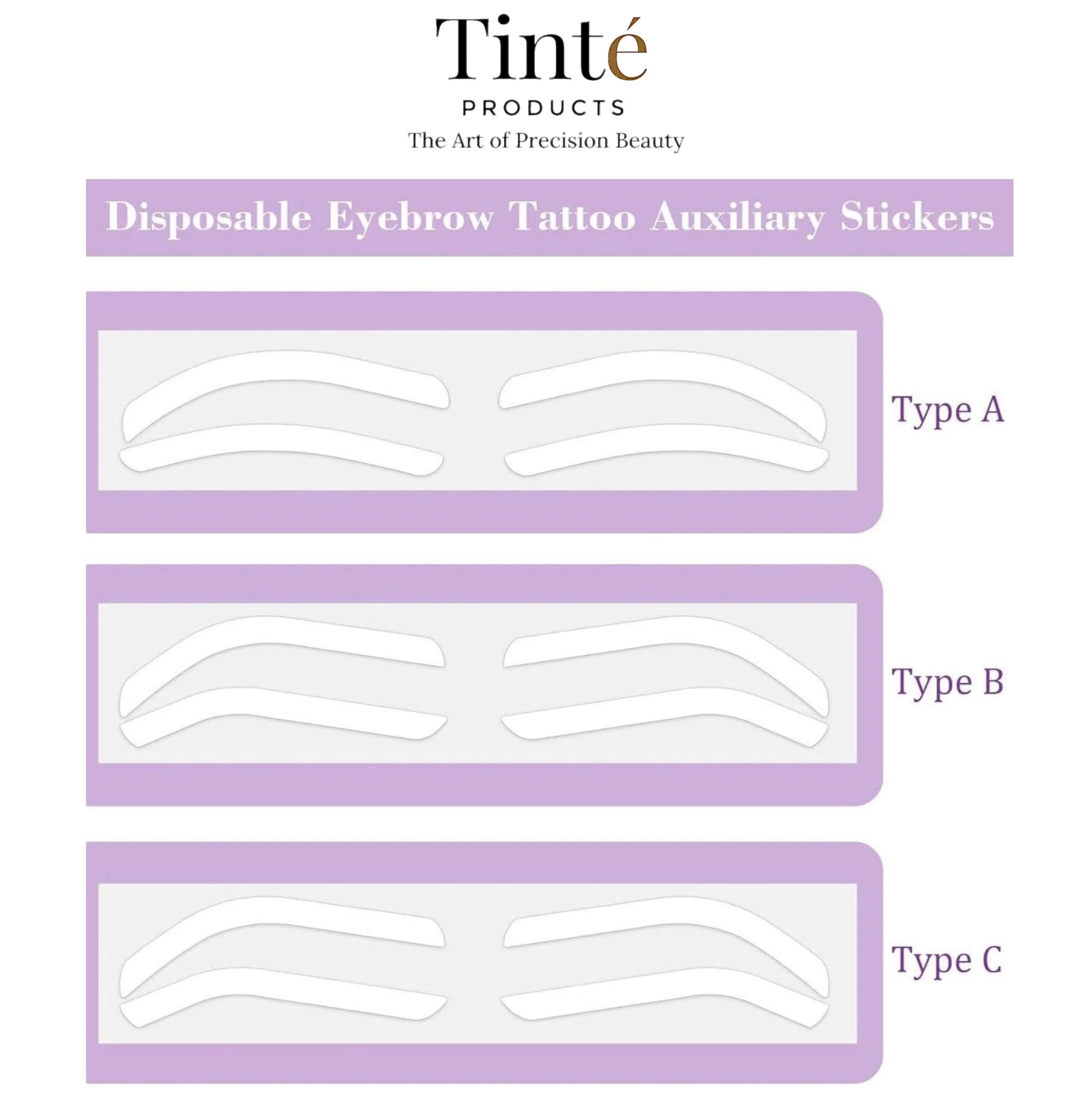 Tinté Disposable Eyebrow Tattoo Auxiliary Stickers - Type C (10pairs/pack)