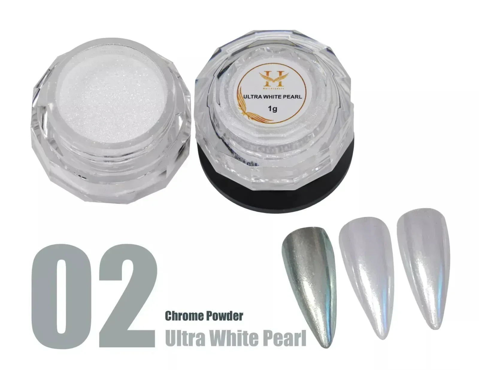 HANG Chrome Powder - #02 Ultra White Pearl Chrome 1g - TTT Nails Supply