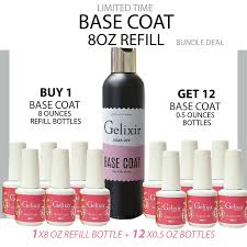 Gelixir Gel Base Coat Refill 8oz & 12 bottles 0.5oz