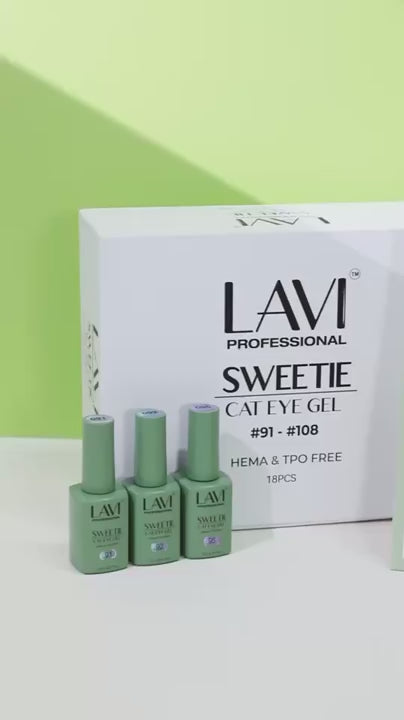 Load video: Lavi Cat Eye Gel, Sweetie Collection - 18 Colors + Free Sample &amp; Magnet Tool